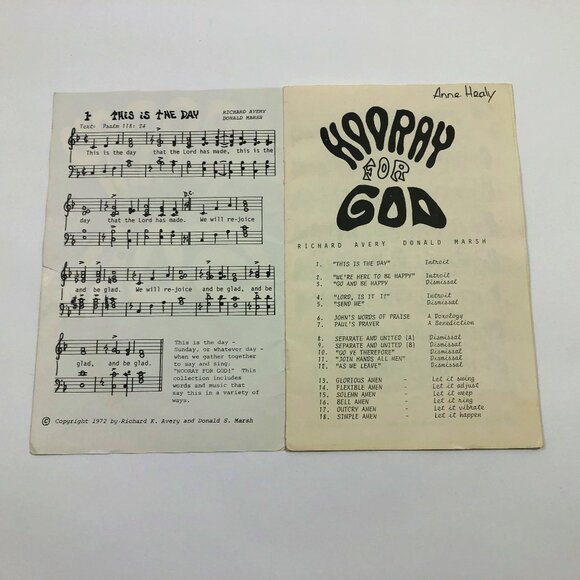 Song Booklet Hooray For God Avery & Marsh 17 songs 1972 - Picture 3 of 5